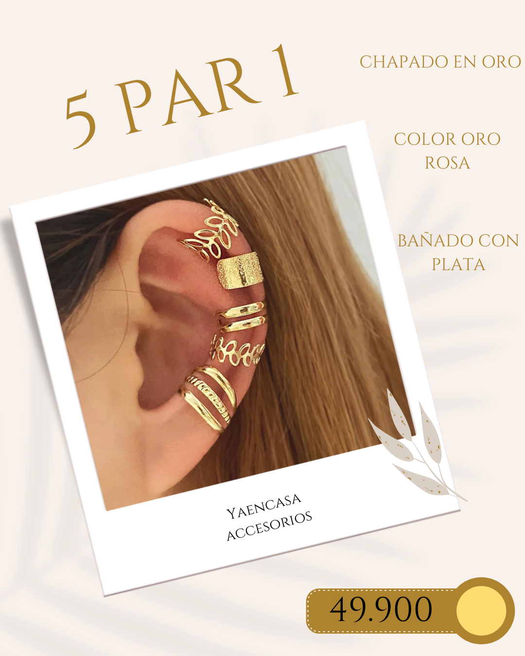 CONJUNTO 5 PIEZAS ARETES