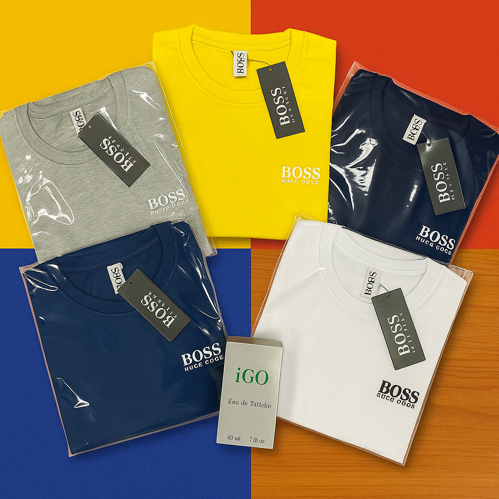 Boss Elite Pack KIT X5 CAMISETAS HUGO BOSS + PERFUME GIO