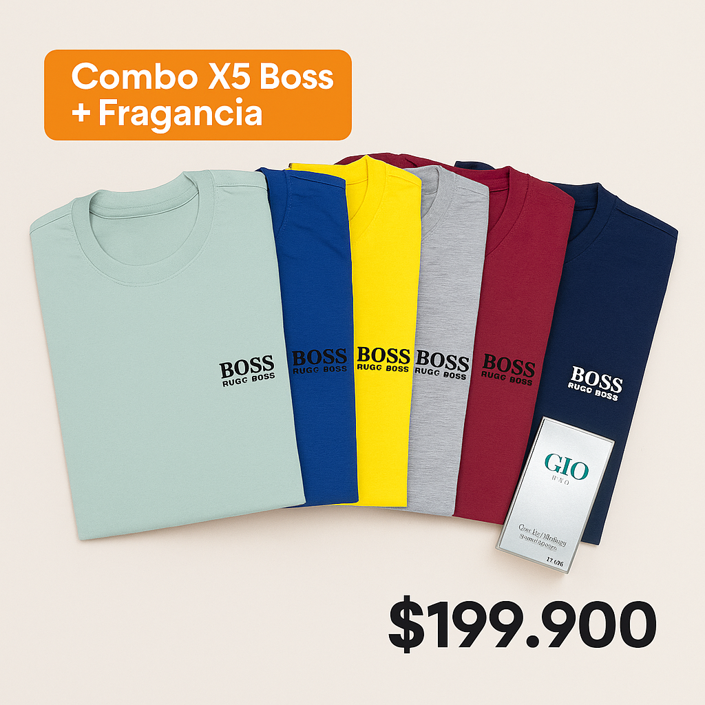 Boss Elite Pack KIT X5 CAMISETAS HUGO BOSS + PERFUME GIO