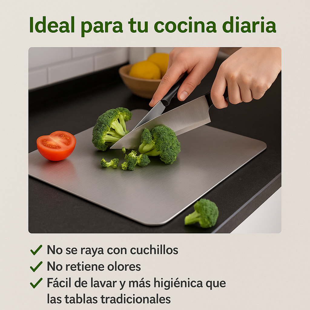 Tabla de Corte en Acero Inoxidable SUS304 – Antibacteriana y Ultra Resistente