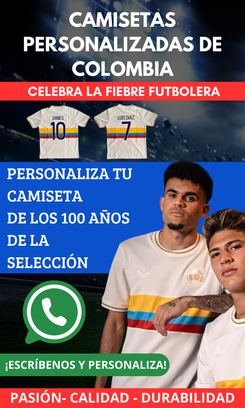 CAMISETAS COLOMBIA 100 AÑOS PERSONALIZADAS